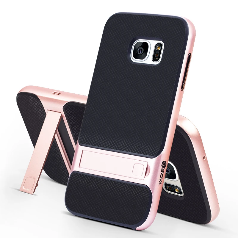 Абсолютно 3D Гибридный чехол для samsung Galaxy S7 подставка силиконовая крышка 5," TPU PC 360 полный защитный samsung S7 Galaxy ys7 Funda - Цвет: Royce Rose Gold