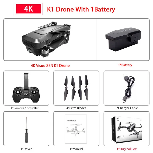 VISUO K1 gps бесщеточный двигатель Радиоуправляемый Дрон 5G wifi 4K двойная HD камера время полета 28 минут складной Квадрокоптер VS MJX B4W игрушки Дрон - Цвет: 1B Original Box