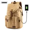 TANGHAO Canvas Backpack Unisex Vintage Casual Rucksack 14inch Laptop Backpack W/ USB Charging Port Schoolbag Student Mochia ► Photo 2/6