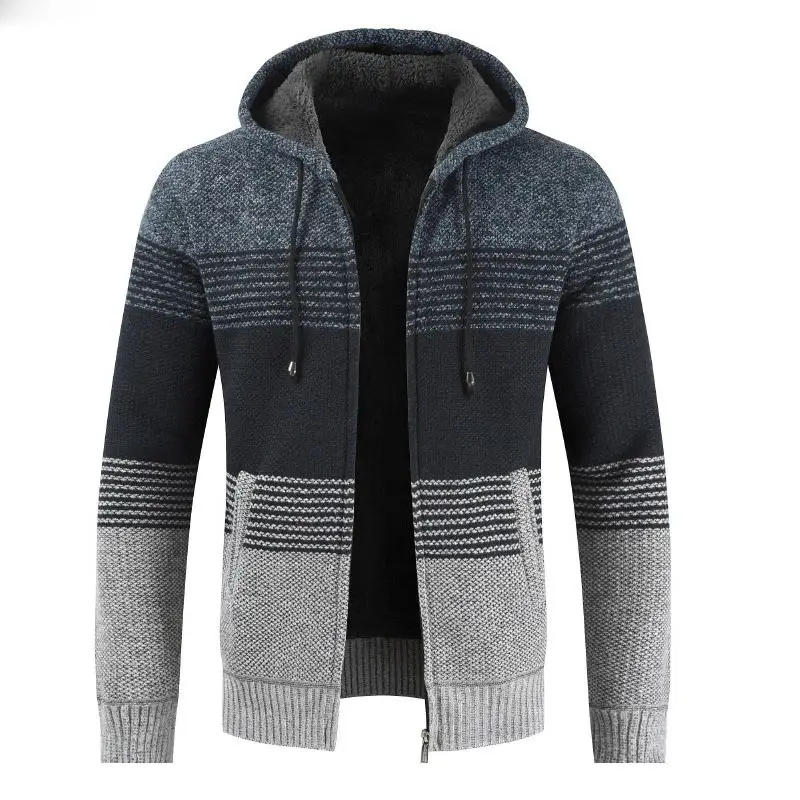 su�ter abrigo para hombre 2019 invierno grueso c�lido c�rdigan con capucha jerseys hombres rayas Cachemira lana forro cremaller su�ter abrigo para hombre 2019 invierno grueso c�lido c�rdigan con capucha jerseys hombres rayas Cachemira lana forro cremaller