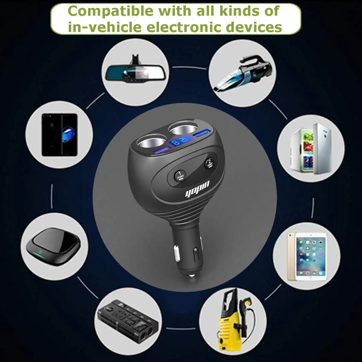 QC3.0 Quick Charge машинная Зажигалка для сигарет розетка разветвитель адаптер с двумя портами USB Зарядное устройство 12/24V