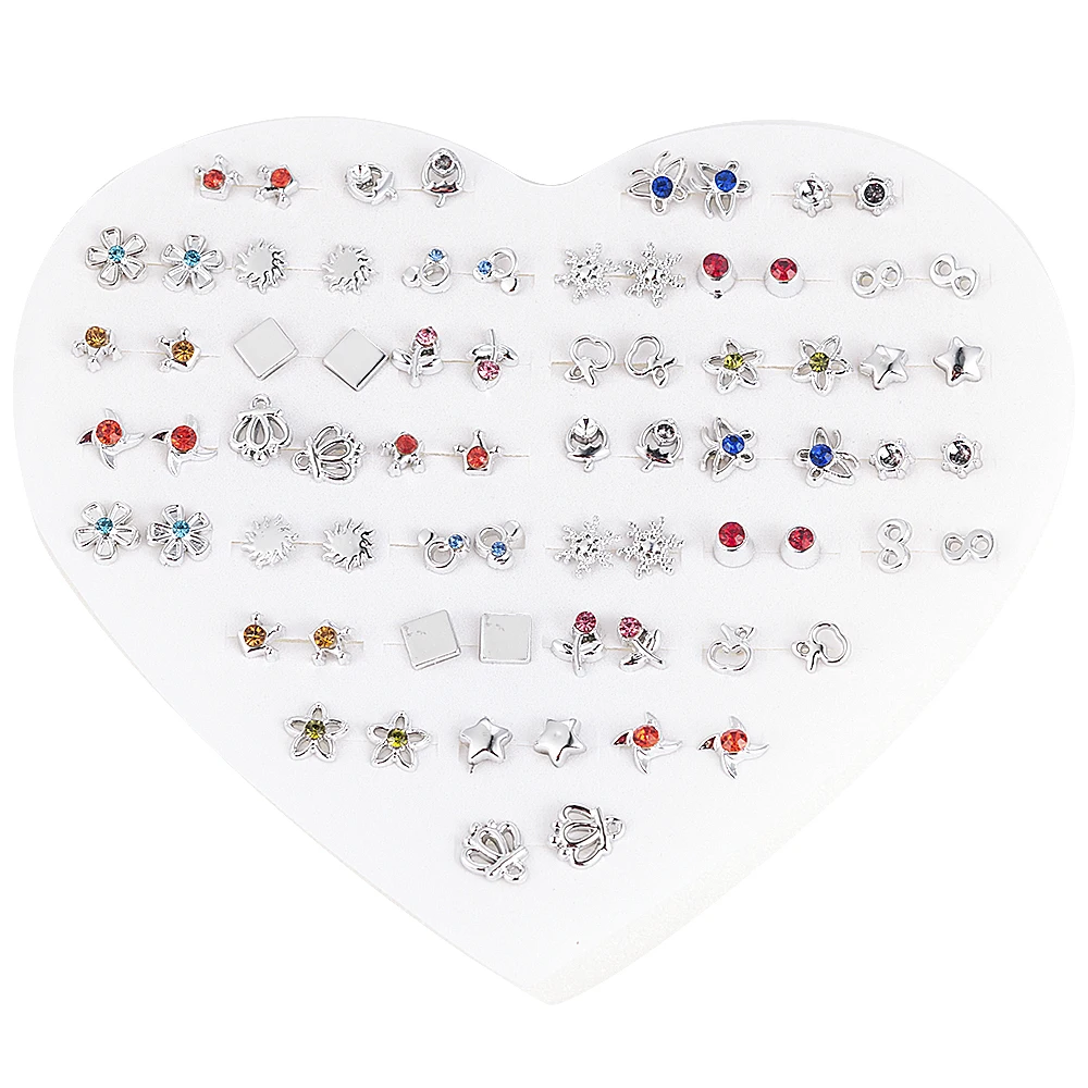 Stud earrings, 12~36 pairs resin plastic crystal diamante flower set, random style
