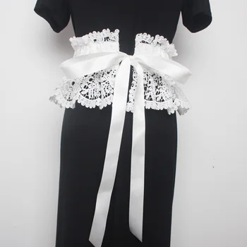 

2020 New High Fashion Trendy Corset Belts For Women Lace Drawstring Elastic Waistband Female Solid Black Wide Belt Tide ZK987