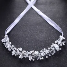 Корейский стиль невесты красивый белый головной убор сделанное вручную из жемчуга и кристаллов цветок лента для волос Приморский фотосессия фото свадебные аксессуары
