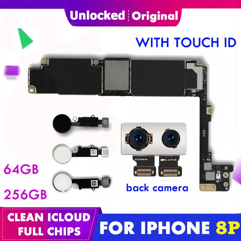 

Original Motherboard For iPhone 8 Plus 64G 256G with / NO Touch ID iCloud Unlock Logic 8P Mother Board Unlocked 8plus Mainboard