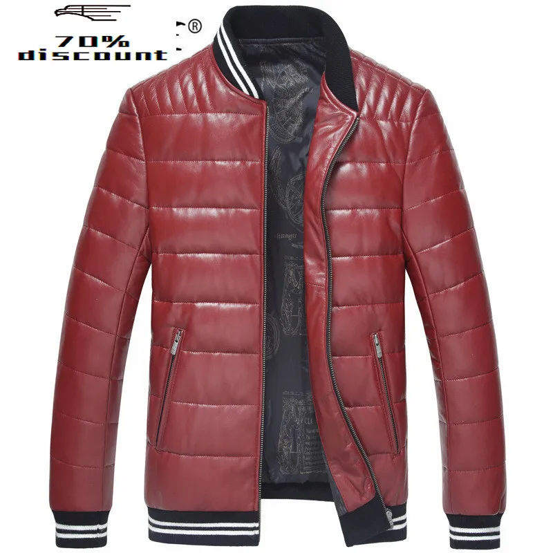 

Leather Jacket 2020 Winter Duck Down Jacket Men Sheepskin Coat Korean Fashion Baseball Jackets Veste Homme 25Z2500 YY294