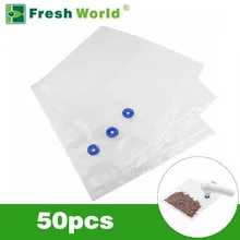 Вакуумные пакеты Fresh World на молнии для хранения продуктов, вакуумная упаковка, 50 шт., электрическая дорожная портативная мини автоматическая вакуумная сумка-насос