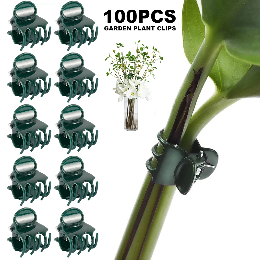 DOITOOL 100Pcs Plastic Vine Clips Garden Plant Clips Plant Support Clips Vine Lever Loop Grippers for Flowers Vegetables 