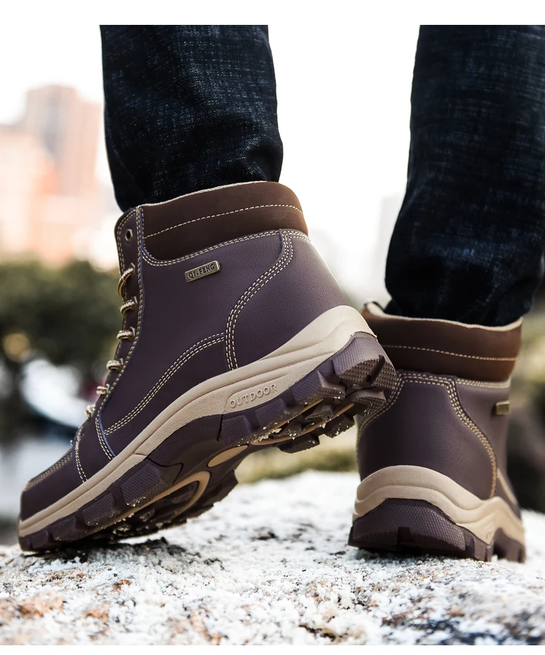 Популярные стильные мужские треккинговые ботинки, зимняя уличная прогулочная обувь, повседневные спортивные ботильоны, кроссовки для альпинизма, теплые меховые зимние мужские ботинки