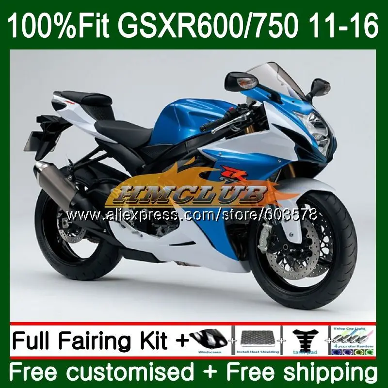 Инъекции для SUZUKI GSXR 750 600 GSXR600, 11, 12, 13, 14, 15, 16 лет 8CL. 56 синий K11 GSXR750 2011 2012 2013 обтекатель - Цвет: No. 1