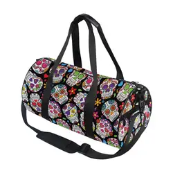 ALAZA Gym Travel Bag Sport Outdoor bags Skull Printing Canvas Women Large Pocket Casual Tote Handbag Shoulder Bag For Men New