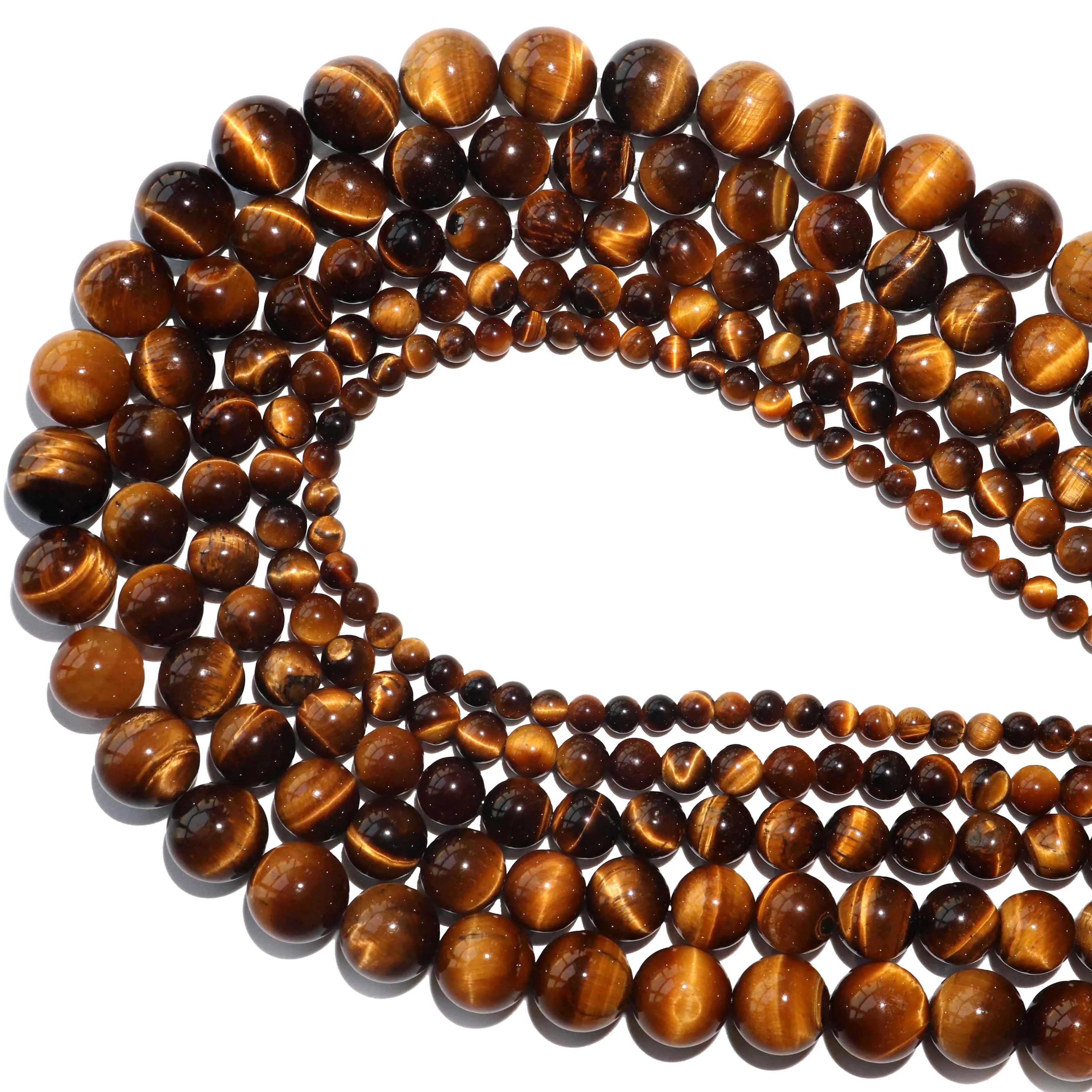 Natural Yellow Tiger Eye Stone Loose Bead For Jewelry Making DIY Bracelet Necklace Accessories Material 2 3 4 6 8 10 12mm