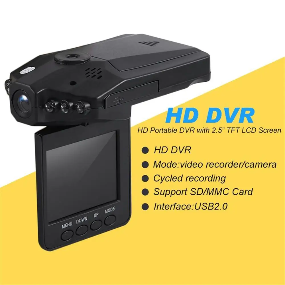 Профессиональный универсальный 2,5 дюймов Full HD 1080P Автомобильный видеорегистратор Автомобильная камера видеорегистратор Dash камера черный