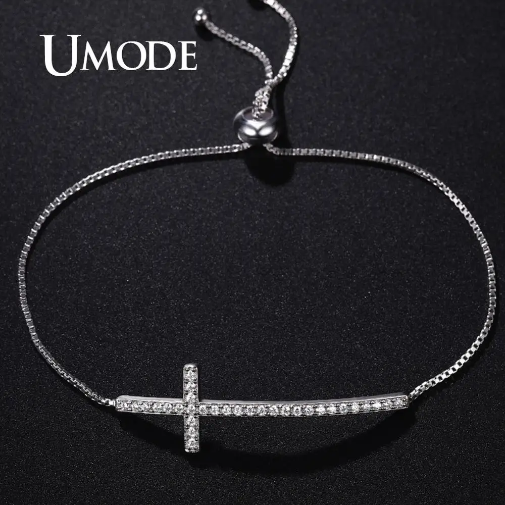 UMODE, Ретро стиль, крест, браслеты для женщин, CZ Кристалл, браслеты и браслеты, отрегулируйте рождественские подарки, для девушек, вечерние, модные ювелирные изделия UB0205