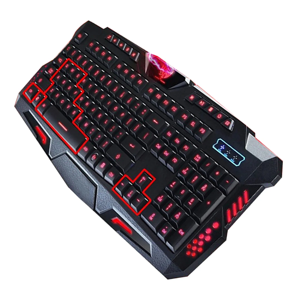 Colorful Mechanical Feel LED Backlight Gaming Keyboard with Number Pad Three Backlight Colors (Red/Purple/Blue)