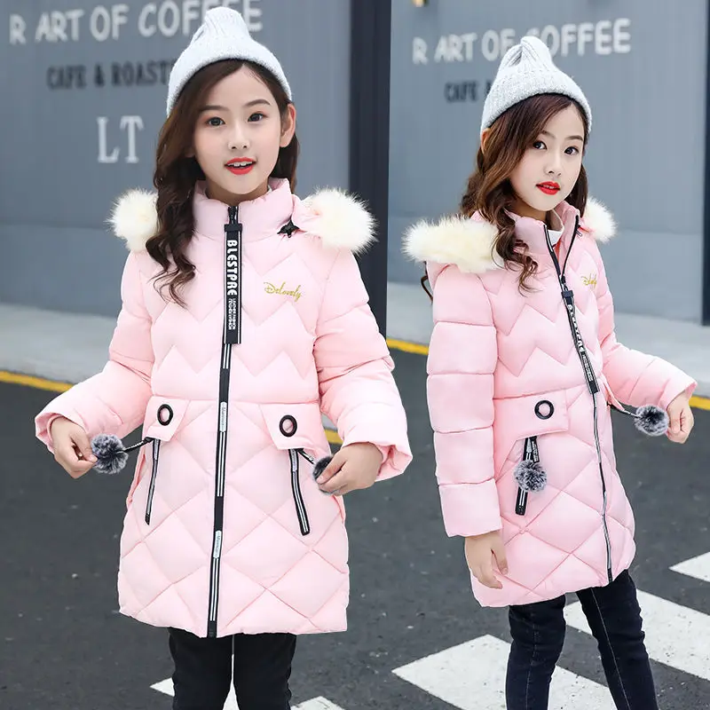 Girls Down Jackets Boys Outdoor Warm Clothing Boy Thick Coats Windproof Children's Winter Jackets Kids Cartoon Winter Outerwear - Цвет: cat pink