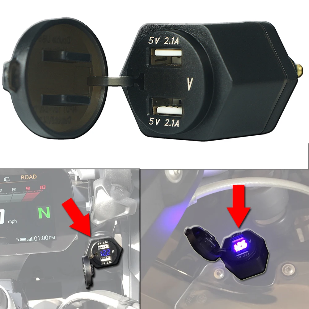 

for BMW R1200GS Adv LC F850GS R1250GS For Triumph Tiger 800 Motorcycle Dual USB Charger Power Adapter Cigarette Lighter Socket