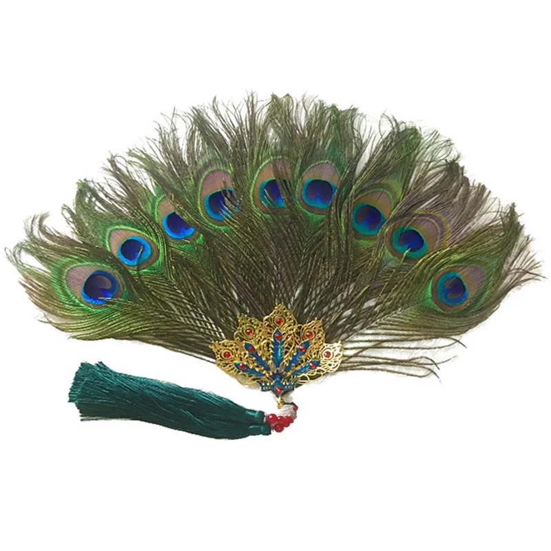 Peacock Feather Fan Open Screen Phoenix Hand-held Accessories, Female Chinese Style Costume Shooting Photo Fan, Home Decorations