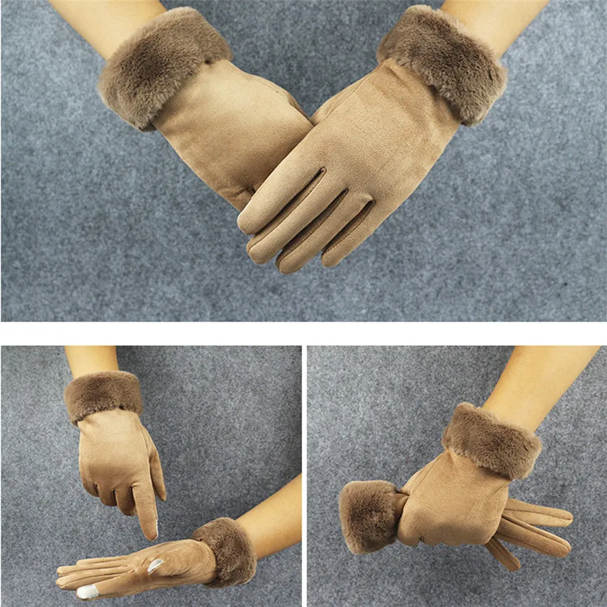 1 пара модные высококачественные модные женские перчатки из искусственной кожи осенне-зимние теплые меховые перчатки горячая Распродажа модный подарок