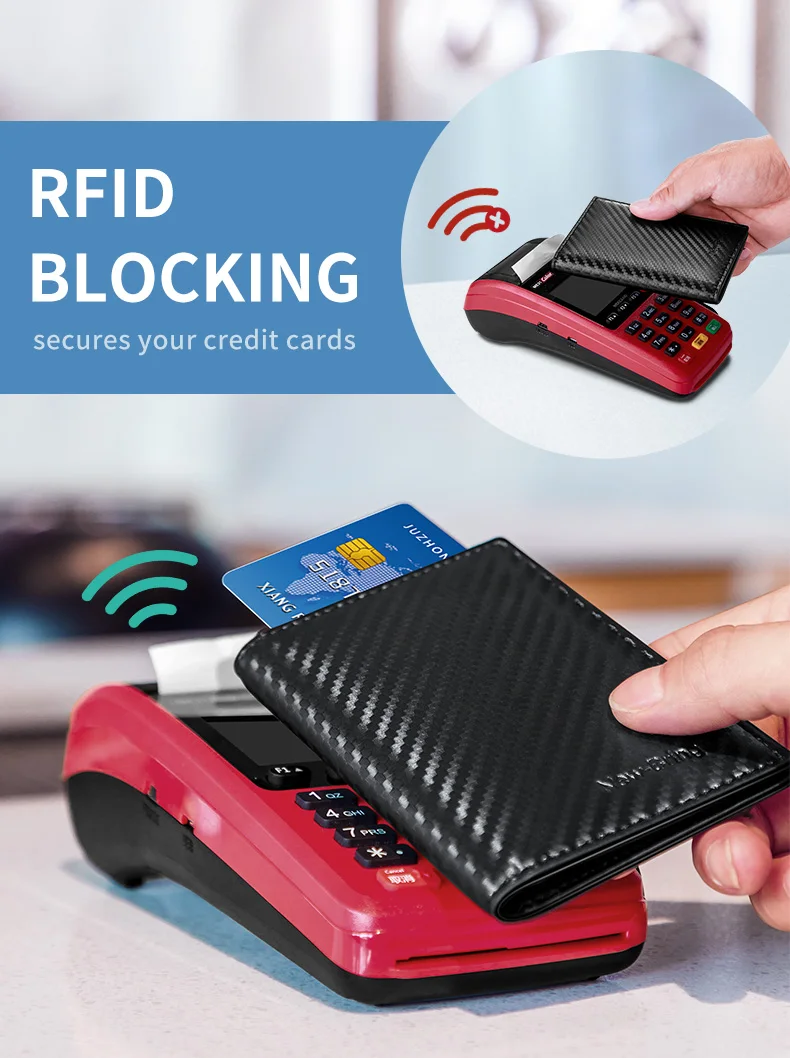 NewBring из углеродного волокна кожаный ID кредитный держатель для карт RFID Блокировка Бумажник Обложка водительские права кошелек