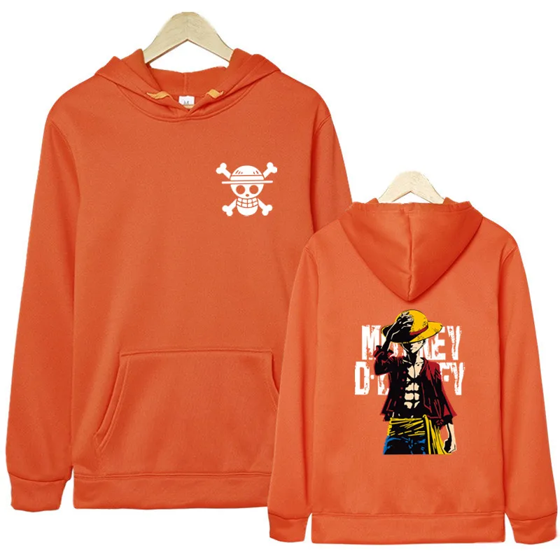 Новые модные толстовки с рисунком обезьяны д Луффи, Новое поступление, хлопковая Толстовка Harajuku, брендовая уличная одежда в стиле хип-хоп с капюшоном - Цвет: Orange
