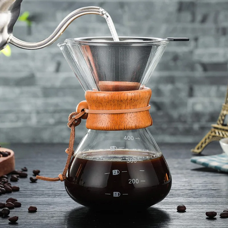 

SOLEDI 400ml Professional Coffee Maker with Filter Manual Drip Diy Durable Coffee Pot Kitchen Tool Container Kitchen Supply