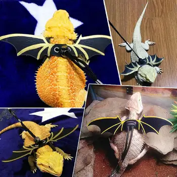 

Lizard Harness Leashes Adjustable Reptile Lizard Harness Devil Wings Hauling Cable Halloween reptile home Rope