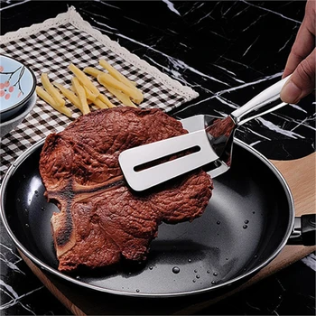 

Silver Stainless Steel Multifunctional Bread Clip Barbecue Clip Vegetable Clip Food Clip Home Camping Cooking Tool