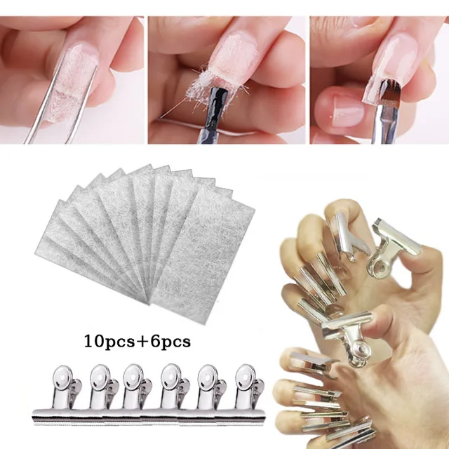 10pcs Nail Extensions Non-woven Silks Repair Broken Nail Strengthen Nails  With Stainless Steel Clip Manicure Tool Accessories - Manicure Tools -  AliExpress