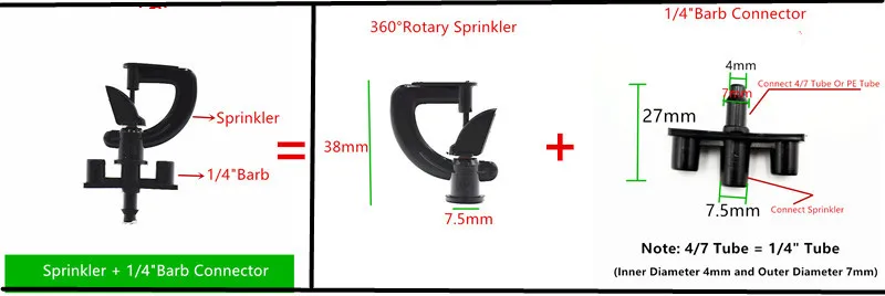 50 шт. автоматический опрыскиватель для орошения с 1/" Барб Сад Микро-оросительный спринклер теплица Вращающаяся насадка для запотевания