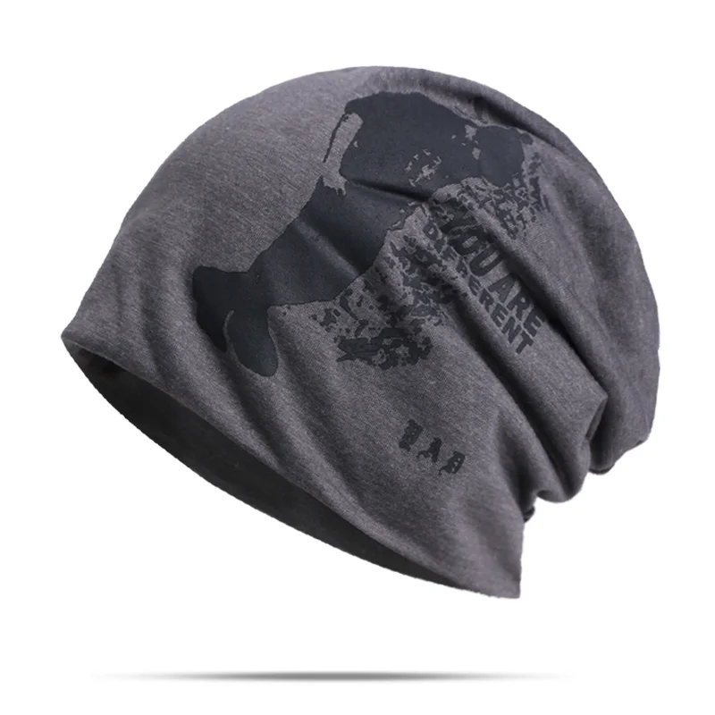 Мужская Шапка-бини унисекс с принтом, тонкая вязаная шапка, вязаная шапка-носок, мешковатая Мужская Шапка-бини с черепами, головной убор тюрбан - Цвет: C
