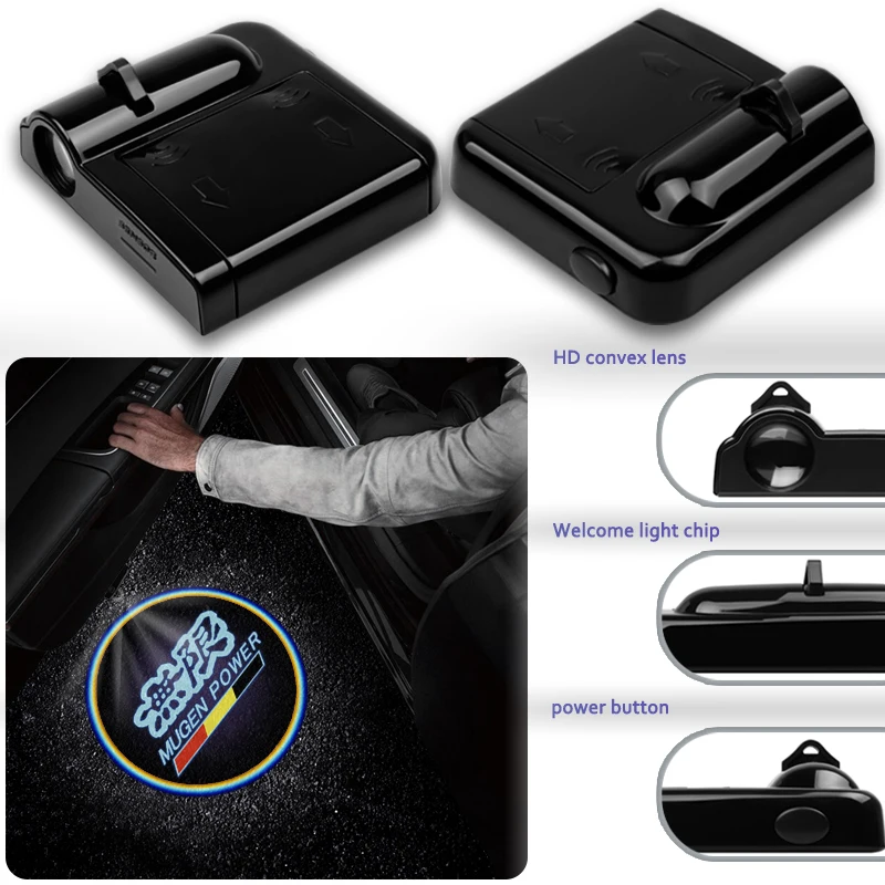 2Pc Car Decoration Wireless Led Laser Welcome Light Ghost Shadow lights Mugen Emblem For Honda Odyssey ACCORD CITY Crosstour | Автомобили