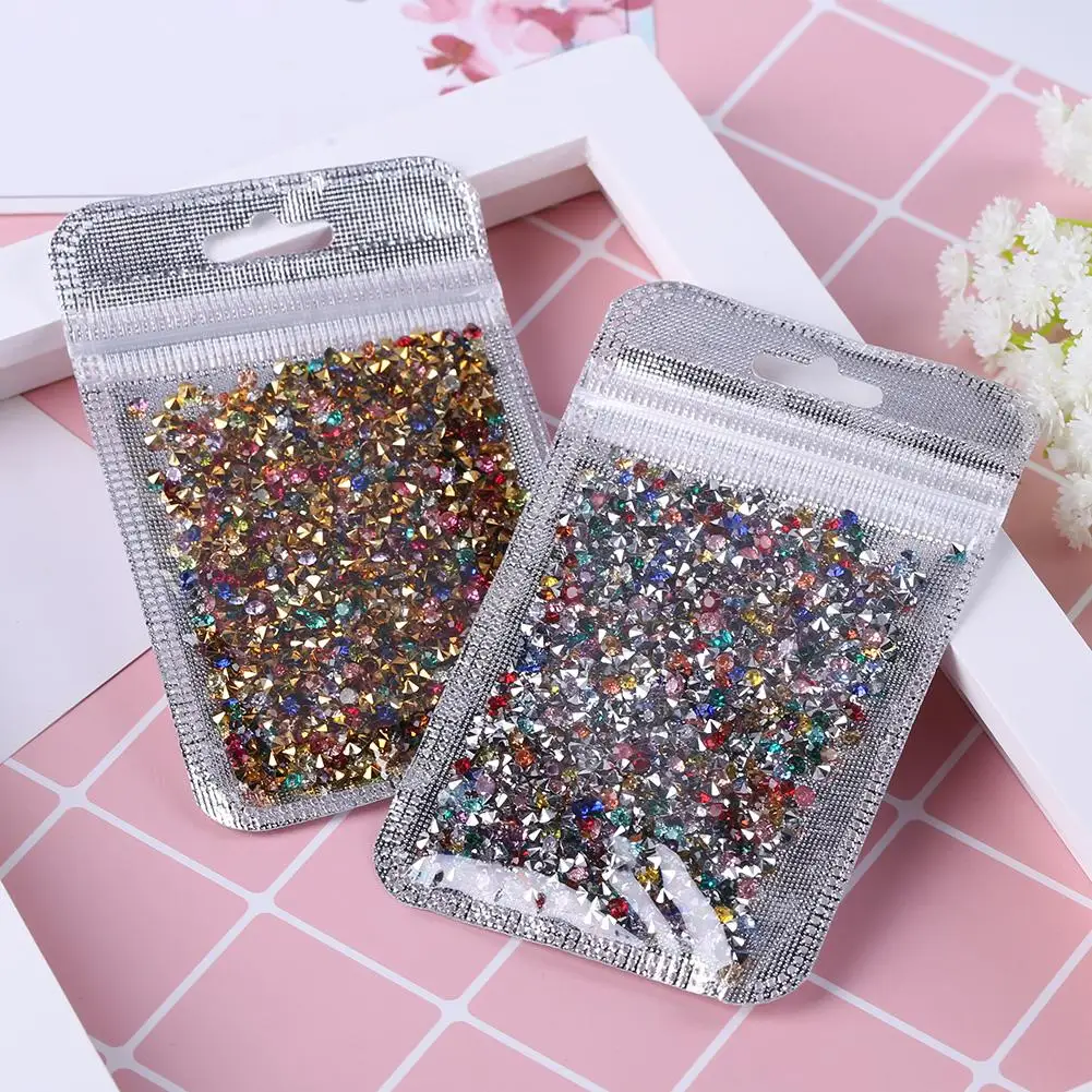1000pcs Gorgeous Nail Art Rhinestones Mixed Silver Round Pointed Bottom Drill 3D Mixed Beads DIY Manicure Charms Decor