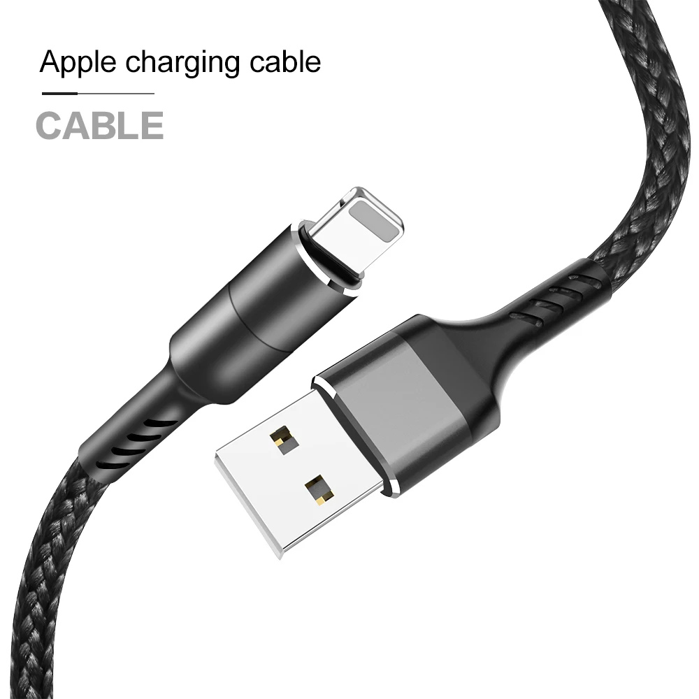 QC 3,0 микро Тип usb C 8 Pin кабель для iPhone11 XS XR 1м 2м 3A провод для быстрого заряда Тип-C Зарядное устройство телефонный кабель для зарядки и передачи данных для huawei Xiaomi - Цвет: Black for iPhone