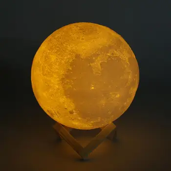 

3D Print Moon Lamp Rechargeable LED Night Light Touch Switch Bedside Lights For Bedroom Decoration Birthday Gift