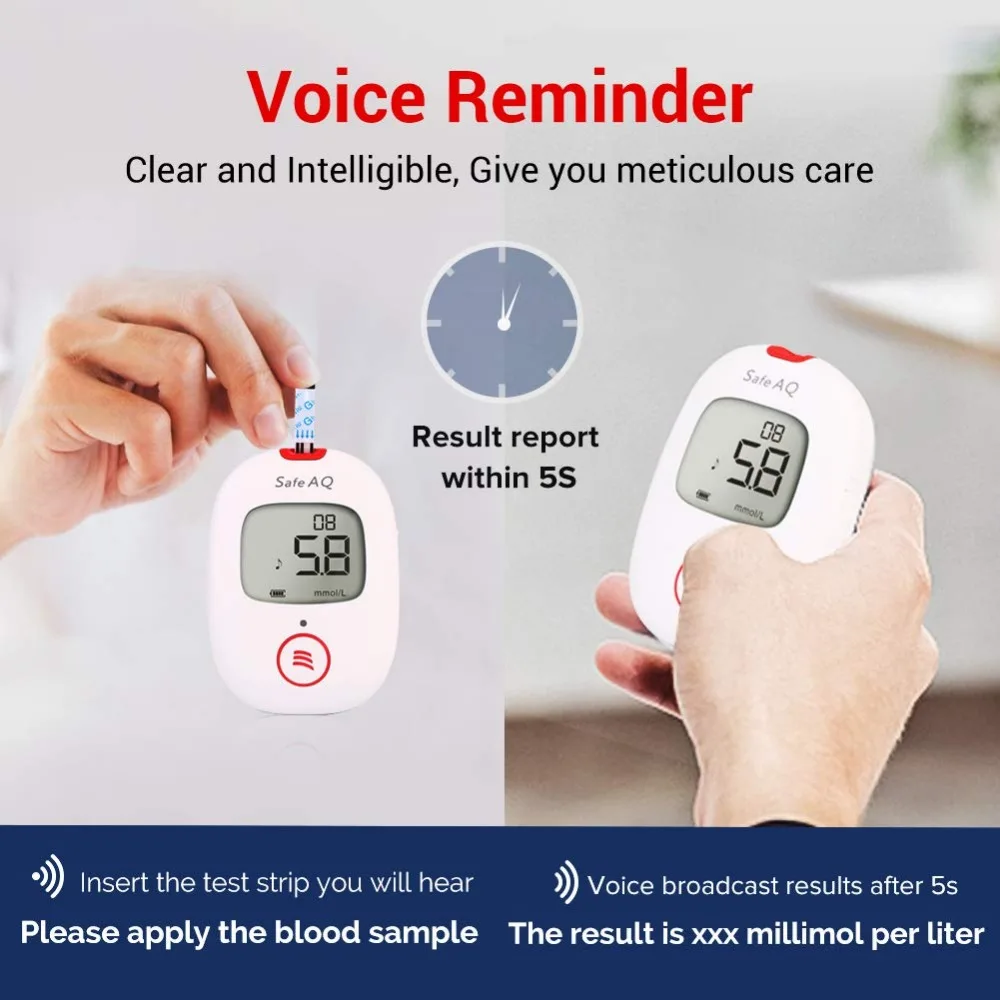 sinocare aq seguro voz medidor de gluocse de sangue glucómetro diabetes kit testador de açúcar no sangue gluocse monitor de teste tiras lancet