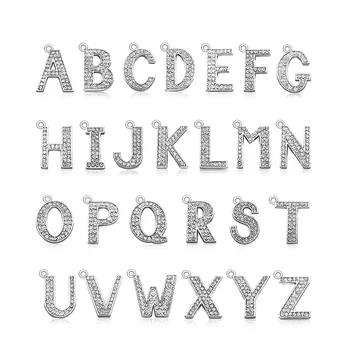 

260pcs 35mm silver full rhinestone hang Letters charms DIY Jewelry Making