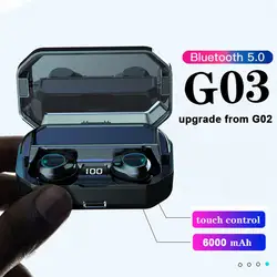 G03 Bluetooth наушники 5,0 светодиодный дисплей экран водонепроницаемый бинауральный Спорт Беспроводная Bluetooth гарнитура для iPhone/huawei Headphones earbuds