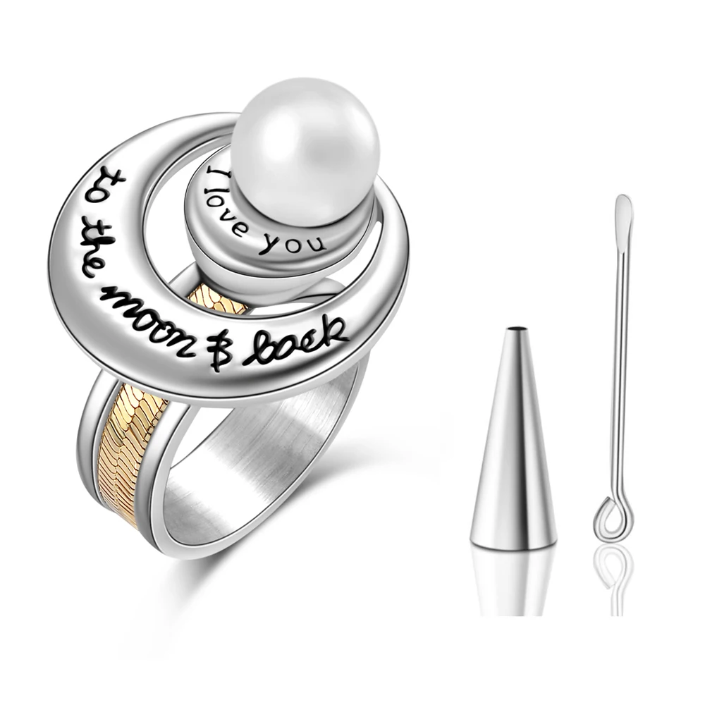Ti Amo Fino Alla Luna E Alla Schiena Urna Di Cremazione Anelli Ceneri Luna Gioielli Ricordo 17/18/19/20 # Per Dropshipping Umano/Animale Domestico