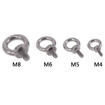 

M4 M5 M6 M8 Eye Bolt Stainless Steel Marine Lifting Eye Bolt Ring Screw Loop Hole for Cable Rope Lifting