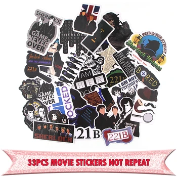 

33pcs Sherlock Character waterproof removable stickers DIY scrapbooking album Laptop Skateboard Motorcycle Home Decoration E0733