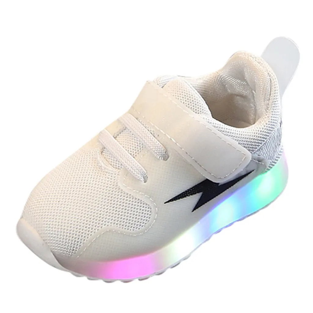 Новая модная детская обувь для маленьких мальчиков и девочек; сетчатый светодиодный светильник; Светящиеся спортивные кроссовки для бега; обувь;