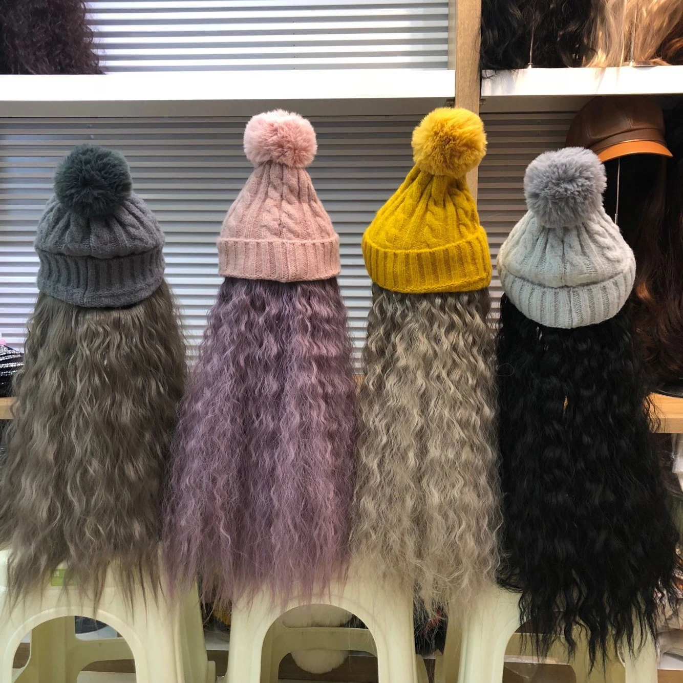 ZJBECHAHMU, шапка, модная, зимняя, теплая, шерсть, помпоны, парик, Skullies Beanies, шапки для женщин, шапки для девочек, шапка, фирменная, новая, толстая, женская шапка