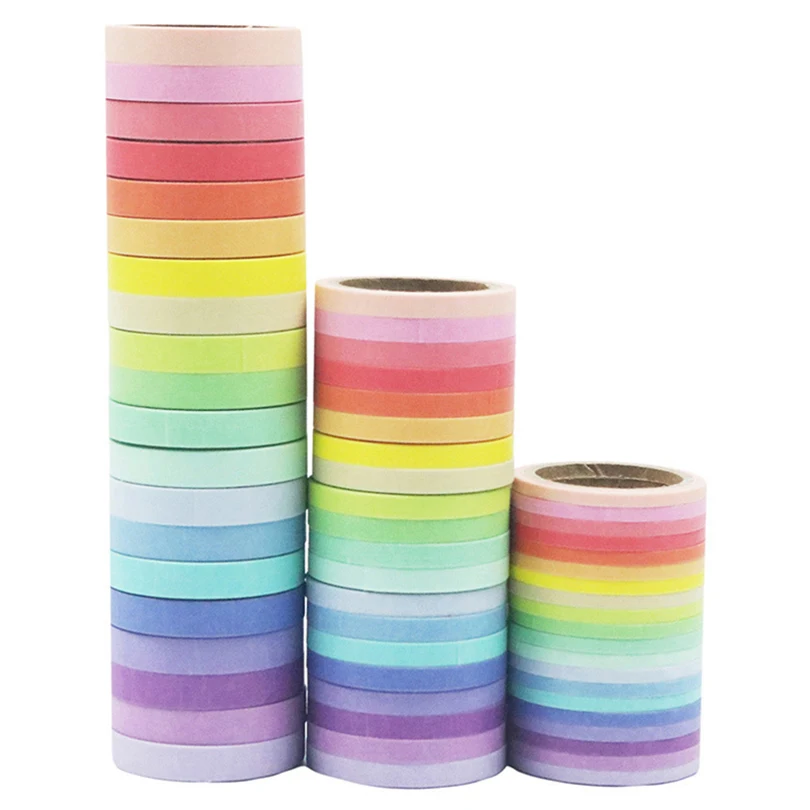 20pcs Washi 테이프 세트 무지개 장식 Washi 테이프 편지지 다채로운 5m 3/5/7.5mm 기본 일기 마스킹 테이프 접착 Washitape
