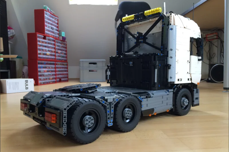 LEGOINS строительный блок Технология Tracer красный грузовик трактор с прицепом MOC 2475