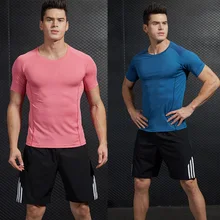 Быстросохнущая Мужская Спортивная футболка с короткими рукавами и круглым вырезом для бега, фитнеса, быстросохнущая дышащая летняя футболка для улицы