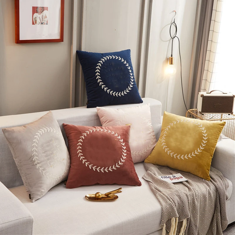 

Brand New Simple Modern Pure Color with H Letter Home Sofa Cushion Cover Pillowcase Without Core for Living Room Bedroom 45cm