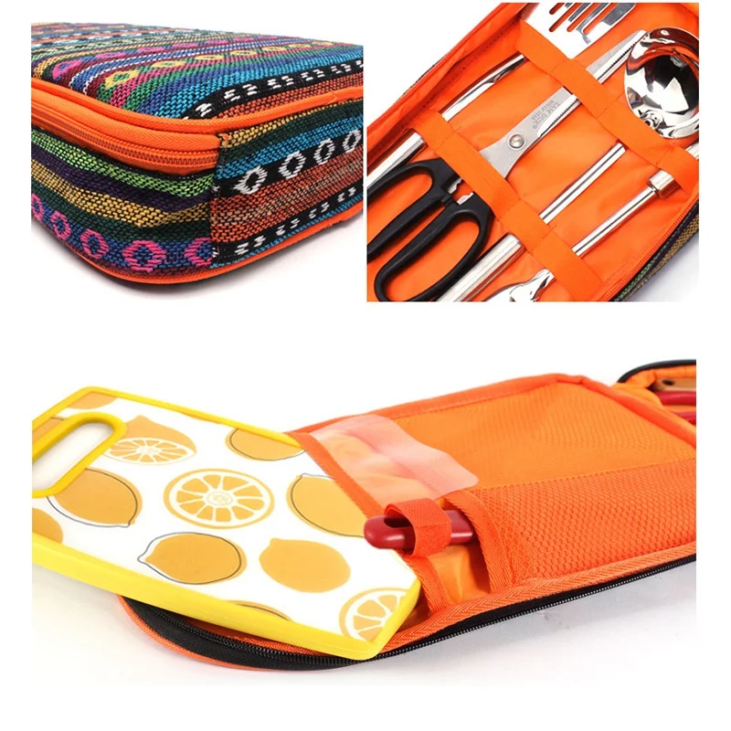 Outdoor Cookware Bag Cutting Board Picnic Bag Portable Camping Handbag Steamed Meat Fork Storage Pouch Bags