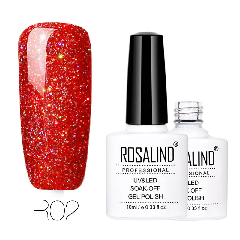 ROSALIND Гель-лак для ногтей, светящийся Алмазный красный Гель-лак для дизайна ногтей, предназначен для замачивания, полуоснова, белая УФ лампа, Гель-лак - Цвет: RDR02