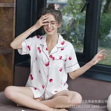 SP & CITY Ins Mulheres Frutas Shien Sleepwear Cereja Bonito Pijama Sexy Lingerie Nightgowns Curto Femme Branco Macio Os Alunos Para Casa desgaste(China)
